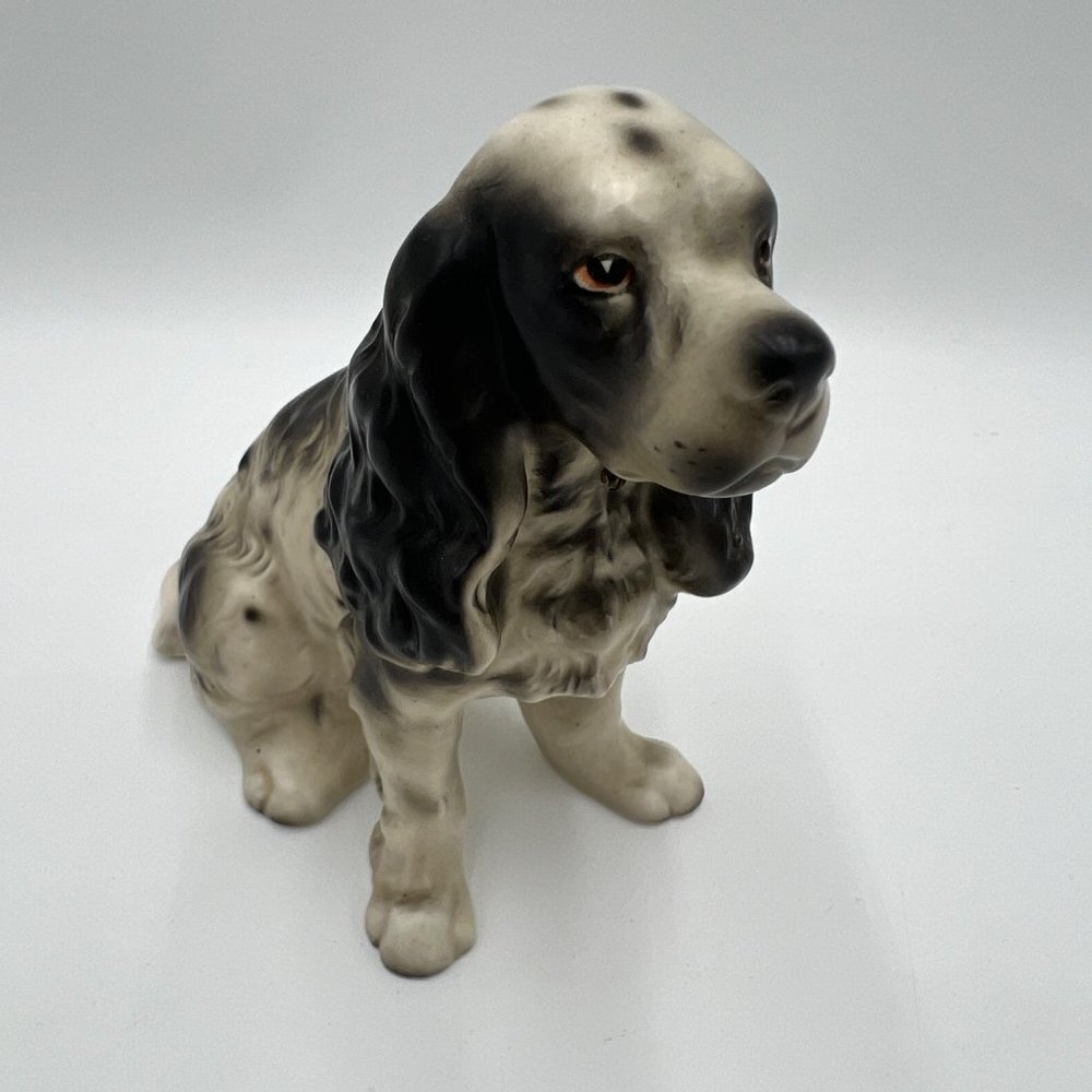 Vintage 6" Cocker Spaniel Dog Porcelain Figurine Erich Stauffer Mid Century Japa - Picture 1 of 16